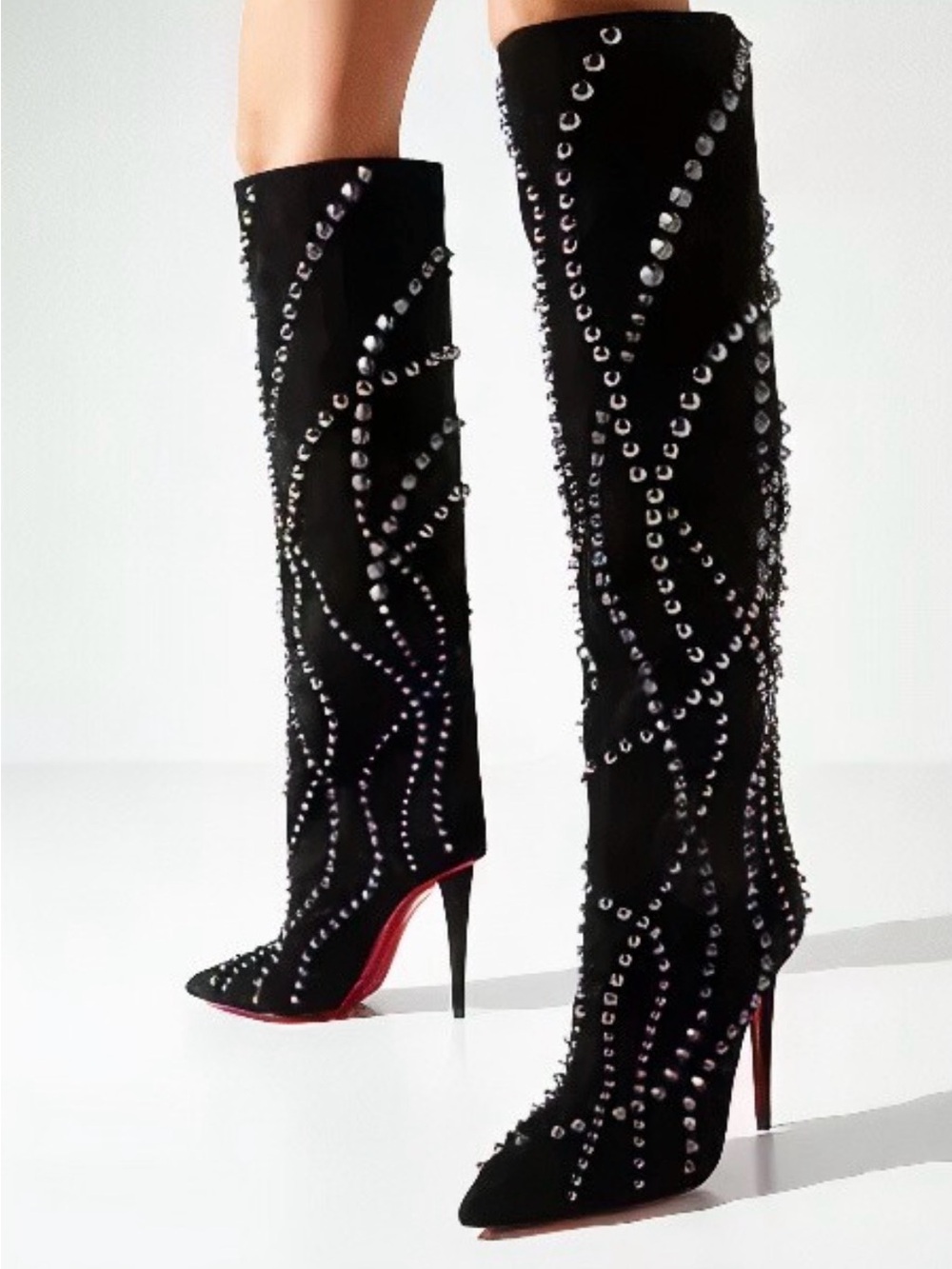 NEW Christian Louboutin Astrilarge Botta Pika 100 Galactiqueen OTK Boots 37